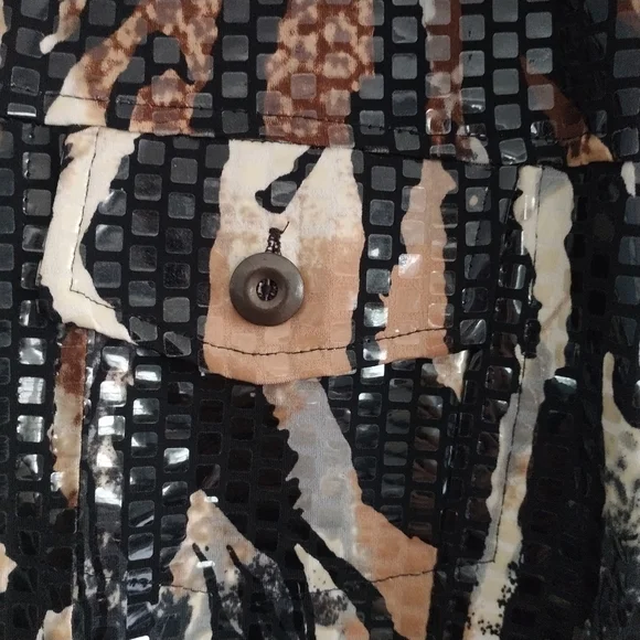 Notations Jean Style Cowboy  Jacket w Clear Decorative Disks L - Picture 2 of 13